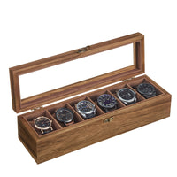 1 x RAW Customer Returns SONGMICS Watch Box with 12 Compartments, Solid Wood Watch Case, with Glass Lid, Watch Pillow, Gift for Your Loved Ones, Walnut JOW120K01 - RRP €25.9