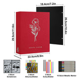 1 x RAW Customer Returns Lanpn photo book for self-design 80 black pages, linen DIY scrapbook album with 10 metal pens as a gift for wedding anniversary, Christmas, birthday friends and family red, 22.5 x 29.5 cm  - RRP €17.99