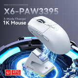 1 x RAW Customer Returns ATTACK SHARK X6 49g Superlight Mouse with Magnetic Charging Dock, PixArt PAW3395 Gaming Sensor, BT 2.4G Wireless Wired Gaming Mouse, 26000 DPI, X3 Upgraded Office Mice for Win11 White  - RRP €54.99