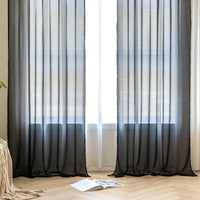 1 x RAW Customer Returns MIULEE Curtains with Ruffle Tape Set of 2 Curtains with Eyelets Living Room Curtains Made of Sheer Voile Curtains Transparent Bedroom Black 140 x 225 cm - RRP €20.16