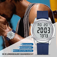 1 x RAW Customer Returns Pedometer watch without Bluetooth, without app pedometer watch, 30M waterproof watch, LCD large digits, friendly pedometer watch for seniors, with countdown alarm calorie counter silica gel blue  - RRP €30.24