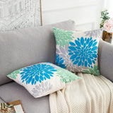 1 x Brand New Cushion cover 40 x 40 cm summer autumn flower decorative pillow sofa cushion decorative blue and green modern linen cushion cover sofa cushion cover for sofa indoors living room garden set of 2 - RRP €15.12