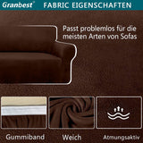 1 x RAW Customer Returns Granbest Super Soft Velvet Sofa Cover 3 Seater One Piece Elegant Luxurious Foam Rod Cover Thick Spandex Furniture Protector 3 Seater Chocolate  - RRP €32.45