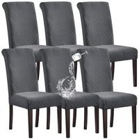 1 x RAW Customer Returns SHILV. HOME 100 Waterproof Dining Chair Cover Stretch Jacquard Parsons Chair Slipcover Removable Washable Chair Protector Dark Gray,Set of 6  - RRP €40.3