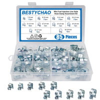 1 x RAW Customer Returns BESTYCHAO Mini Injection Hose Clamps Galvanized 85 Pieces 7-18 mm Range Adjustable Hose Clamps Assortment Petrol Pipe Clamps for Cars, Tractors and Other Areas Silver  - RRP €15.99