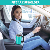 1 x RAW Customer Returns FOYOCER thermal mug with straw drinking cup with lid and handle 1.1L coffee to go vacuum insulated car mug with leak-proof lid drinking straw brushes BPA free gifts women men - RRP €26.36