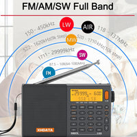 1 x RAW Customer Returns XHDATA D-808 Portable Digital Radio FM Stereo SW MW LW SSB RDS Air Band Multi-Band Radio Speaker with LCD Display Alarm Clock External Antenna and 2000 mAh Chargeable Battery Gray  - RRP €88.58