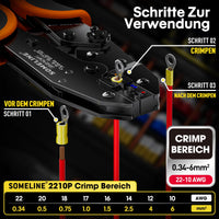 1 x RAW Customer Returns SOMELINE Crimping pliers cable lugs set, crimping pliers set, cable lug pliers for 0.34-6mm cable sleeves with 21 types of insulated cable lugs, crimping pliers, pressing pliers, cable lug pliers, - RRP €22.98