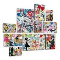 1 x RAW Customer Returns Giallobus - Set of 10 multi-panel paintings - Banksy - Street Art 1 - MDF wood - 2 x 42x29,7cm 4 x 29,7x21cm 4 x 21x14,85cm - Ready to hang - Paintings for the home - RRP €45.14