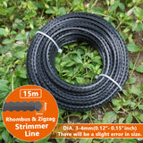 1 x RAW Customer Returns Zeqeey Heavy Duty Rhombus Zigzag Grass Trimmer Thread Trimmer Line Lawn Mowing Line 3 mm - 4 mm Length 15 m Nylon Trimmer Line Cord Wire Rope for Garden Electric Grass Trimmer Grass Trimmer F3015 - RRP €8.02