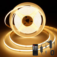 1 x RAW Customer Returns TTWAY 2 Meter COB LED Strip, 2700K LED Strip with Power Supply and Remote Control, DC24V, 480LEDs M, CRI 90 , 8mm Width, 2 Meter Warm White LED Strip for Bedroom Decoration - RRP €21.79