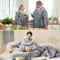 1 x RAW Customer Returns EHEYCIGA Giant Hoodie Blanket, Warm and Soft Wearable Blanket, Blanket Hoodie Suitable for Women, Men, Adults, Teenagers, 92x150cm, Grey - RRP €31.46