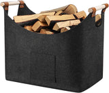 2 x RAW Customer Returns Wood basket for firewood - XXL firewood basket with carrying handles, large firewood basket as extra thick felt, firewood basket, fire, fireplace, firewood 55 x 32 x 40 cm, dark grey  - RRP €32.26