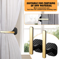 1 x RAW Customer Returns Tiebacks Gold Curtain Holders Self-Adhesive Curtain Holders L Shaped Curtain Hooks in Nordic Style Window Treatment Holder for Home Office Curtains Decoration Black, 2 Pack  - RRP €16.34