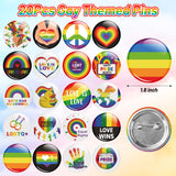 4 x Brand New GROBRO7 110 Pcs LGBTQ Silicone Bracelet Flags Button Pins Sticker Set Rainbow Pride Month Progress Favors Supplies, Gay Lesbian Accessories Gifts to Promote Diversity Inclusivity - RRP €76.8