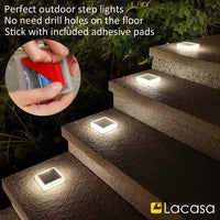 1 x RAW Customer Returns Lacasa Solar Garden Lights, 4 Pack 30LM LED Solar Lamp Outdoor IP68 Waterproof Path Lights Auto On Off Solar Light for Deck Step Driveway Stairs, Natural White 4000K Square - RRP €38.99