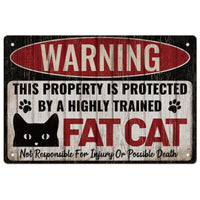 1 x RAW Customer Returns GLOBLELAND Funny Fat Cat Metal Tin Sign Tin Sign Vintage Metal Sign Retro Poster Home Bar Cafe Kitchen Door Wall Decor Art, 8x12Inch - RRP €8.99