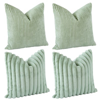 1 x RAW Customer Returns JOTOM Decorative Cushion Covers 45 x 45 cm Set of 4 Soft Cushion Covers Plain Stripes Cushion Cover for Sofa Office Couch Bedroom Bed 45 x 45 cm, Sage Green  - RRP €24.99