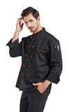 1 x RAW Customer Returns Nanxson Men s Chef s Jacket Unisex Women s Baker s Jacket with Ball Buttons, Breathable Short Sleeve Stand-Up Collar Chef s Clothing CFM0048 M, Black  - RRP €24.99