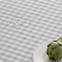 1 x RAW Customer Returns GAMUSI Stain-Resistant Tablecloth Touch Rectangular Vichy Check Fabric, Waterproof Cotton, 140x240 cm Light Gray Color - RRP €22.37