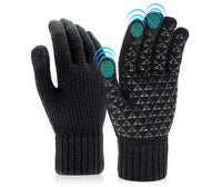 1 x Brand New Lozadia Thick Winter Gloves Men Winter Gloves Men Warm Mitten Elastic Cuff Wool Gloves Touchscreen Anti-Slip Knitted Gloves for Men, Gloves for Outdoor Sports Black L-XL - RRP €10.07