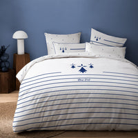 1 x RAW Customer Returns MATT ROSE Bed Set 140x200 cm Breizh 100 Cotton Oeko-TEX Duvet Cover 140x200 cm 1 Pillowcase 63x63 cm Reversible Prints White - RRP €29.9