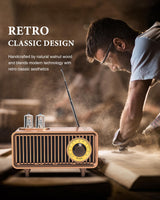 1 x RAW Customer Returns COLSUR Retro Bluetooth Speaker, Outdoor Portable Vintage Speaker with FM Radio, Rechargeable Wireless Speaker with Classic Retro Style, Supports TF Card AUX USB, MP3 Player - RRP €30.24