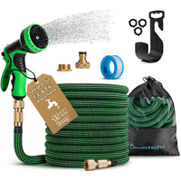 1 x RAW Customer Returns HOMEPROTEK Garden Water Hose 15 Meters Extendable Garden Hose - Garden Water Hose with Garden Water Gun with 9 Spray Modes - Irrigation Hose with 1 2 and 3 4 Brass Fittings - RRP €31.51