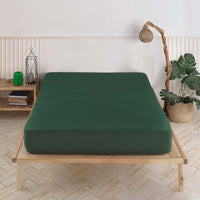 1 x RAW Customer Returns Vency Premium Jersey Fitted Sheet 200x200cm Dark Green - Fitted Sheet 100 Cotton, Bed Sheet 200x200 Up to 35 cm Mattress Height Dark Green - RRP €26.9