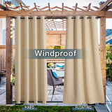 1 x RAW Customer Returns PONY DANCE set of 2 outdoor curtains, wind protection and privacy screen, balcony curtain, outdoor curtain, waterproof curtain, gazebo and patio curtains with eyelets top and bottom , H 243 x W 132 cm, Bisccoti Beige - RRP €51.95