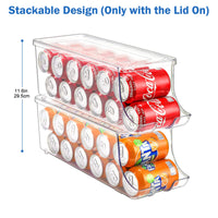 1 x RAW Customer Returns Puricon Pack of 2 Can Holders Refrigerator Organizer with Lid for Canned Drinks, Stackable Plastic Can Dispenser Can Holder Container Drinks Storage Box Kitchen Storage BPA Free Medium - RRP €24.85