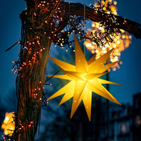 1 x RAW Customer Returns SALCAR 60cm Christmas Star Illuminated Outdoor, 3D Luminous Star Window Inside for Hanging, LED Star Christmas Decoration Outdoor, Yellow - RRP €24.99