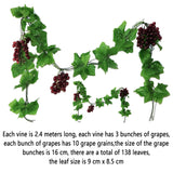 1 x RAW Customer Returns LONGHAO 2 pcs, artificial plastic grape, artificial grape vines, artificial grape vine, 6 sets of grape skewers, plastic grape skewers, artificial fruit and vegetable decoration, for shooting props - RRP €11.56