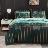 1 x RAW Customer Returns Xiongfeng Mitchell Bed Linen 220 x 240 cm Green Geometric Checked Reversible Bed Linen Marble Modern Microfibre Double Bed Duvet Cover with Zip and 2 Pillowcases 80 x 80 cm - RRP €38.0