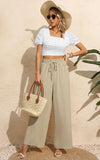 1 x RAW Customer Returns BEIGAI Women s Pants Wide Loose Straight Cut Palazzo Pants High Waist Stretchy Lounge Elegant Pants with Pockets,Khaki,2XL - RRP €34.99