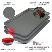 1 x RAW Customer Returns Nonstick Baking Sheet Pans, 3 Pack Non-Toxic and Rimmed Carbon Steel Cookie Sheet, Dent, Warp and Rust Resistant, Heavy Steel Oven Baking Sheets - RRP €64.99