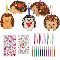 3 x Brand New Weysoo hedgehog craft set made of wood, wooden hedgehog for painting, craft set for children with watercolor pencil, rhinestones stickers and bow, wooden craft sets creative for girls boys children DIY decoration from 2 3 years - RRP €32.1