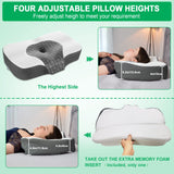 1 x RAW Customer Returns Elviros Cervical Orthopedic Memory Foam Pillow Removable Ergonomic Neck Pillow for Neck and Shoulder Pain Neck Support Pillow for Side Sleepers, Grey - RRP €34.03