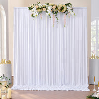 1 x RAW Customer Returns HBBMAGIC 2 Pieces 1.5 2.15cm White Backdrop Curtains for Wedding Party 100 Polyester Wrinkle-Free Photo Wall Background Curtains for Birthday Baptism Baby Shower Bridal Shower - RRP €29.23