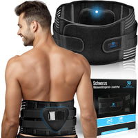 1 x RAW Customer Returns MKASCHED back support belt black for men and women, intervertebral disc belt, abdominal belt, back bandage, kidney belt, back pain relief bonus extra lumbar cushion L  - RRP €23.9