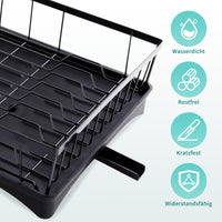 2 x Brand New TONLEA Dish Drainer Rack, Stainless Steel Dish Racks for Kitchen Counter, Space Saving Dish Drainer, Hanging Fruit Basket with Tray, Kitchen Organizers and Storage, Black - RRP €54.44