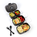 1 x RAW Customer Returns Children s lunch box, bento box, lunch box with 4 compartments, snack box made of food-safe plastic, food box, portable for kindergarten, school, office - RRP €26.21