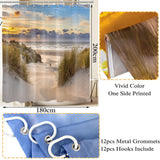 1 x RAW Customer Returns LB Beach Shower Curtain 150x180cm Sunset Landscape Tropical Island Anti-Mould Waterproof Bathroom Curtains, Seascape Short Polyester Fabric Bath Curtain with Hooks - RRP €20.56