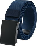 1 x RAW Customer Returns LionVII Elastic Belt for Men Work Nylon Canvas with Metal Buckle 130cm Navy Blue  - RRP €18.14