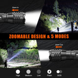 1 x RAW Customer Returns GEARLITE LED Flashlight Extremely Bright 2 Pack, Aluminum 4000 Lumen LED Flashlight Battery Operated with 5 Modes, IP65 Waterproof Handheld Lamp Zoomable for Camping, Hiking, Outdoor, Emergency, Gift - RRP €15.12