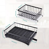 1 x Brand New TONLEA Dish Drainer Rack, Stainless Steel Dish Racks for Kitchen Counter, Space Saving Dish Drainer, Hanging Fruit Basket with Tray, Black 1 Large 1 Small  - RRP €20.4