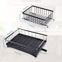 1 x RAW Customer Returns TONLEA Dish Drainer Rack, Stainless Steel Dish Racks for Kitchen Counter, Space Saving Dish Drainer, Hanging Fruit Basket with Tray, Kitchen Organizers and Storage, Black - RRP €27.22