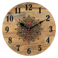 1 x RAW Customer Returns Foxtop Wooden Wall Clock Mandala Silent Without Ticking Noises 30 cm Decorative Solid Wood Clock for Living Room Kitchen Office Caf Bar - RRP €29.23