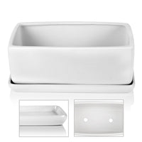 1 x RAW Customer Returns Pure.Lifestyle, porcelain flower pot, rectangular succulent pot with saucer, 2-part planter, matt white - RRP €18.14