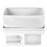 1 x RAW Customer Returns Pure.Lifestyle, porcelain flower pot, rectangular succulent pot with saucer, 2-part planter, matt white - RRP €18.14